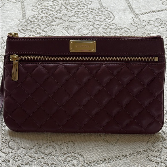 Michael Kors Quilted Burgundy Clutch - Picture 1 of 10